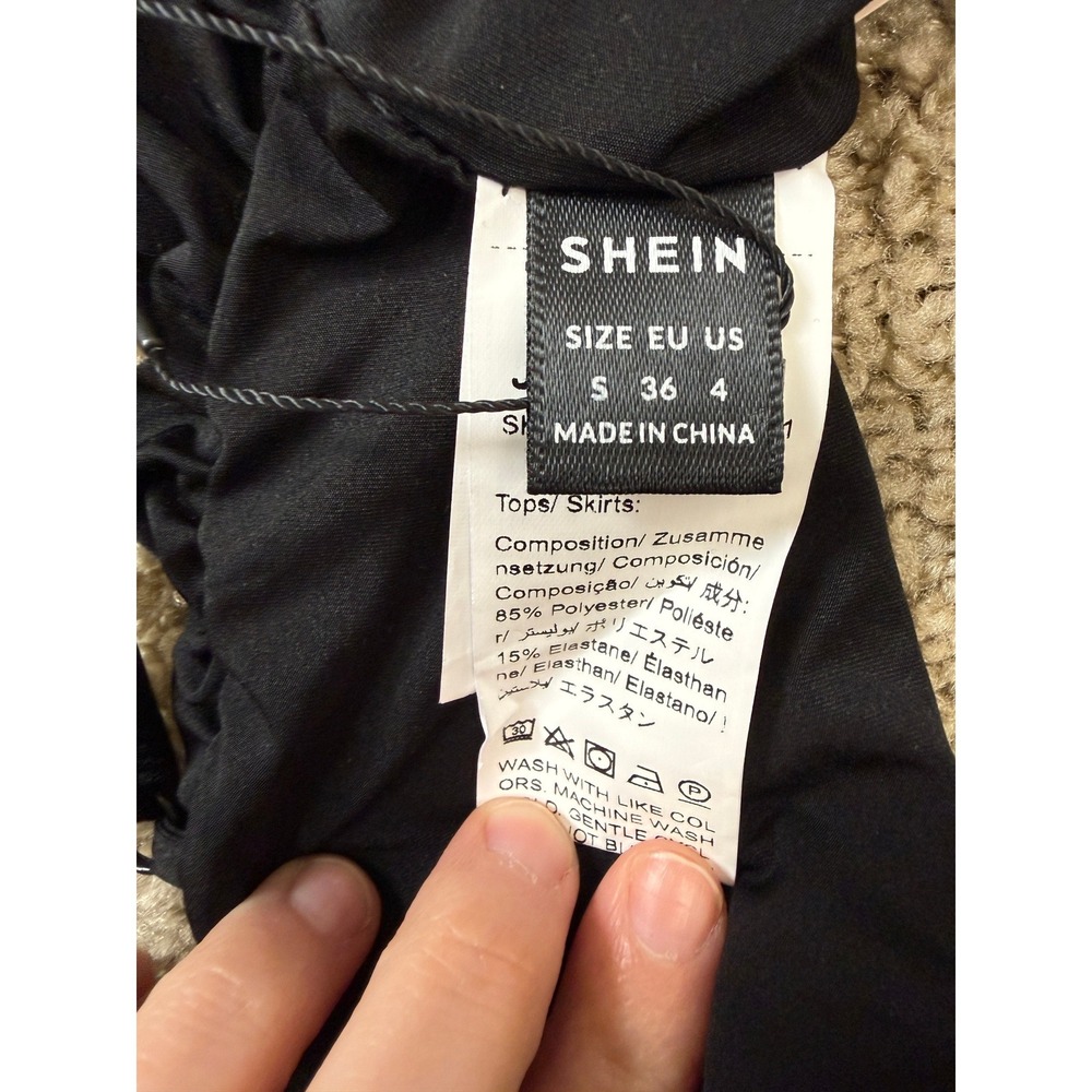 Shein Bae Black Ruched Bikini Top Small NWTs Summer Girls Trip Vacation - Picture 3 of 5